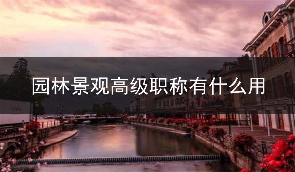 园林景观高级职称有什么用