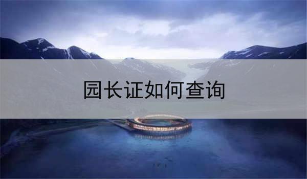 园长证如何查询