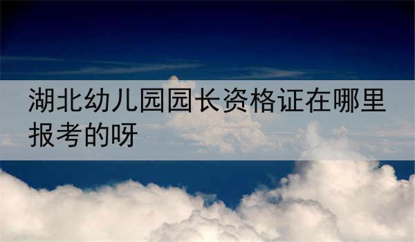湖北幼儿园园长资格证在哪里报考的呀