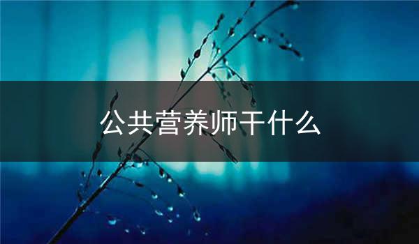 公共营养师干什么